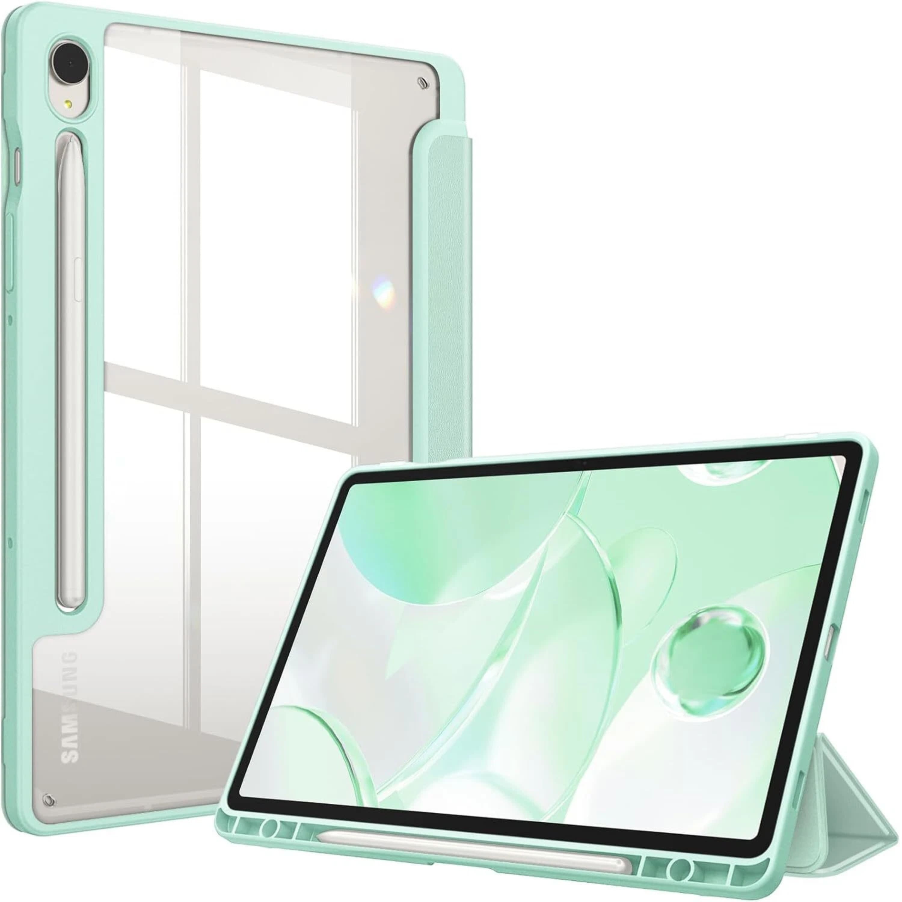 Front. Kitcheniva - Slim Hybrid Protective Case For Samsung Galaxy Tab S10 FE/S9 FE/S9 10.9''–11'' Tablet Green - Green.