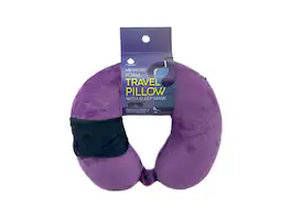 Pursonic - Memory Foam Travel Pillow with Sleep Mask - Purple