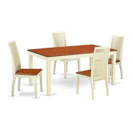 East West Furniture - Dining Room Set Buttermilk & Cherry - Brown