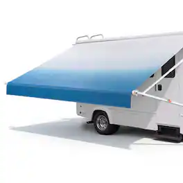 VEVOR - Manual RV Awning Complete Kit, 15.12FT Retractable RV Awning with Aluminum Alloy Frame & Waterproof PVC Fabric - Gradient Blue