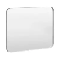 LOVMOR - 40 in. W x 30 in. H Tempered Glass Rounded Rectangle Framed Wall-Mounted Bathroom Vanity Mirror in Silver - Silver - Angle_Zoom