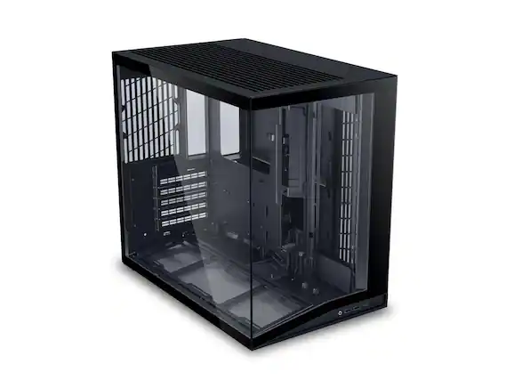 Front. Lian Li - O11D MINI V2 Compact ATX Mid-Tower Airflow Computer Case Panoramic View Fully Ventilated Airflow (O11DMIV2X) - Black.