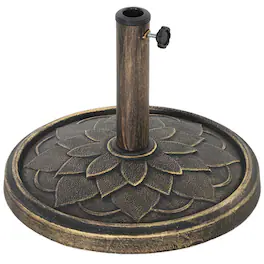 Outsunny - Round Patio Umbrella Base, 26 lbs Resin Umbrella Stand Base, Umbrella Holder for 1.3"/1.5"/1.9" Umbrella Poles - Bronze