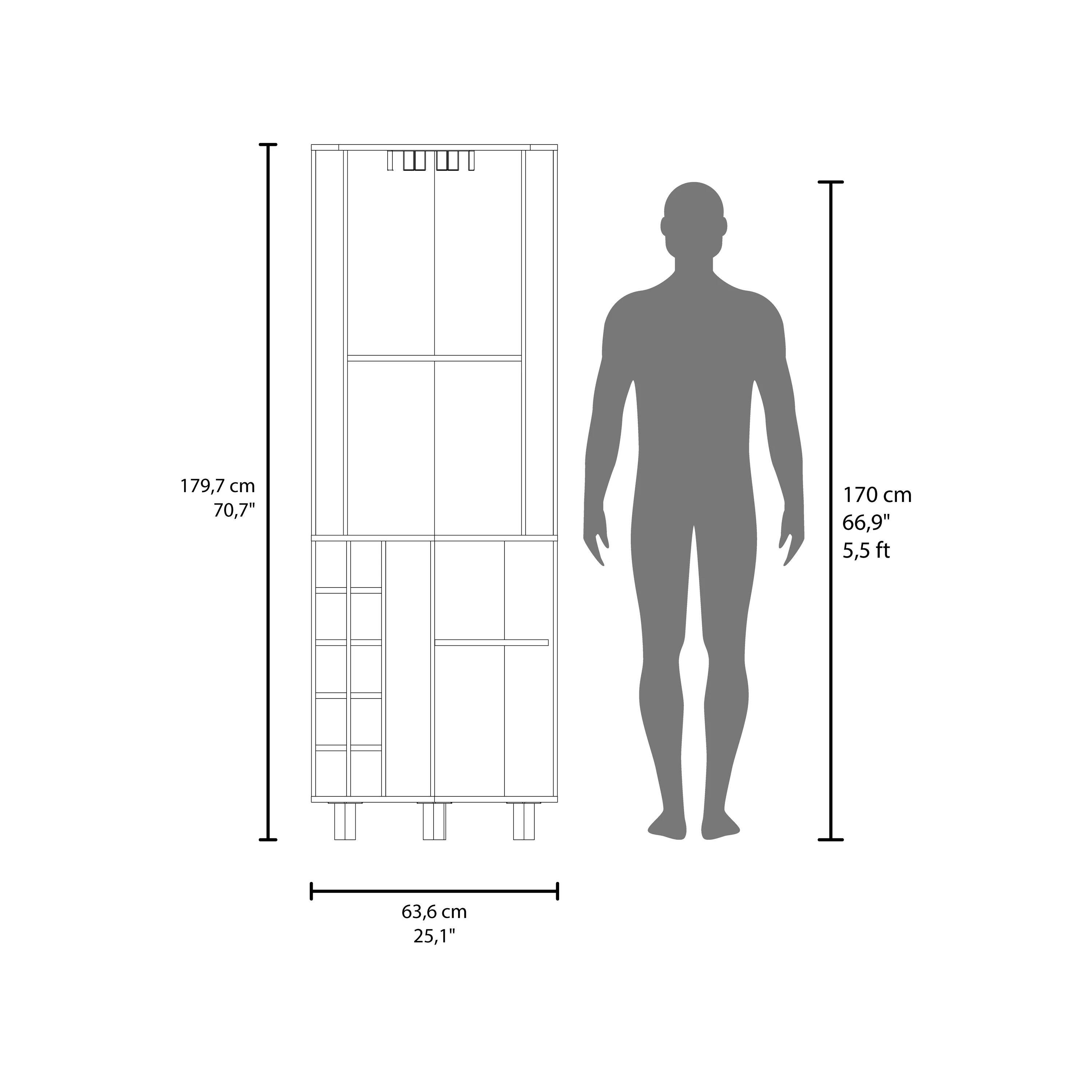 179,7 cm 70,7"  
170 cm 66,9"  
5,5 ft  
63,6 cm 25,1"