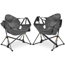 Ainfox - 2 PACK Oversized Camping Folding Chair, Portable Heavy Duty Swing Chair Hammock - Gray