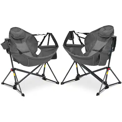 Front. Ainfox - Ainfox 2 PACK Oversized Camping Folding Chair, Portable Heavy Duty Swing Chair Hammock - gray.