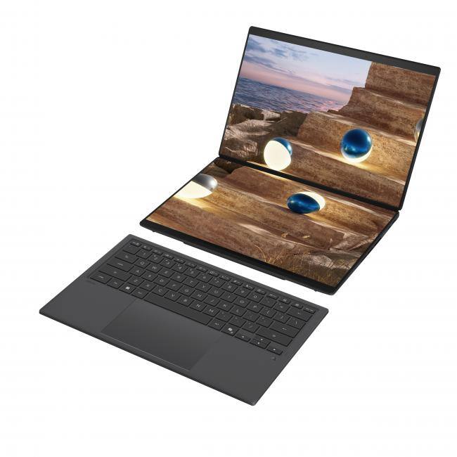 Alt View 5. ASUS - ASUS Zenbook DUO Dual 14" OLED WQXGA+ 144Hz Touchscreen Detachable Copilot+ PC 2-in-1 Notebook Intel Core Ultra 7 355 - Moher Gray.