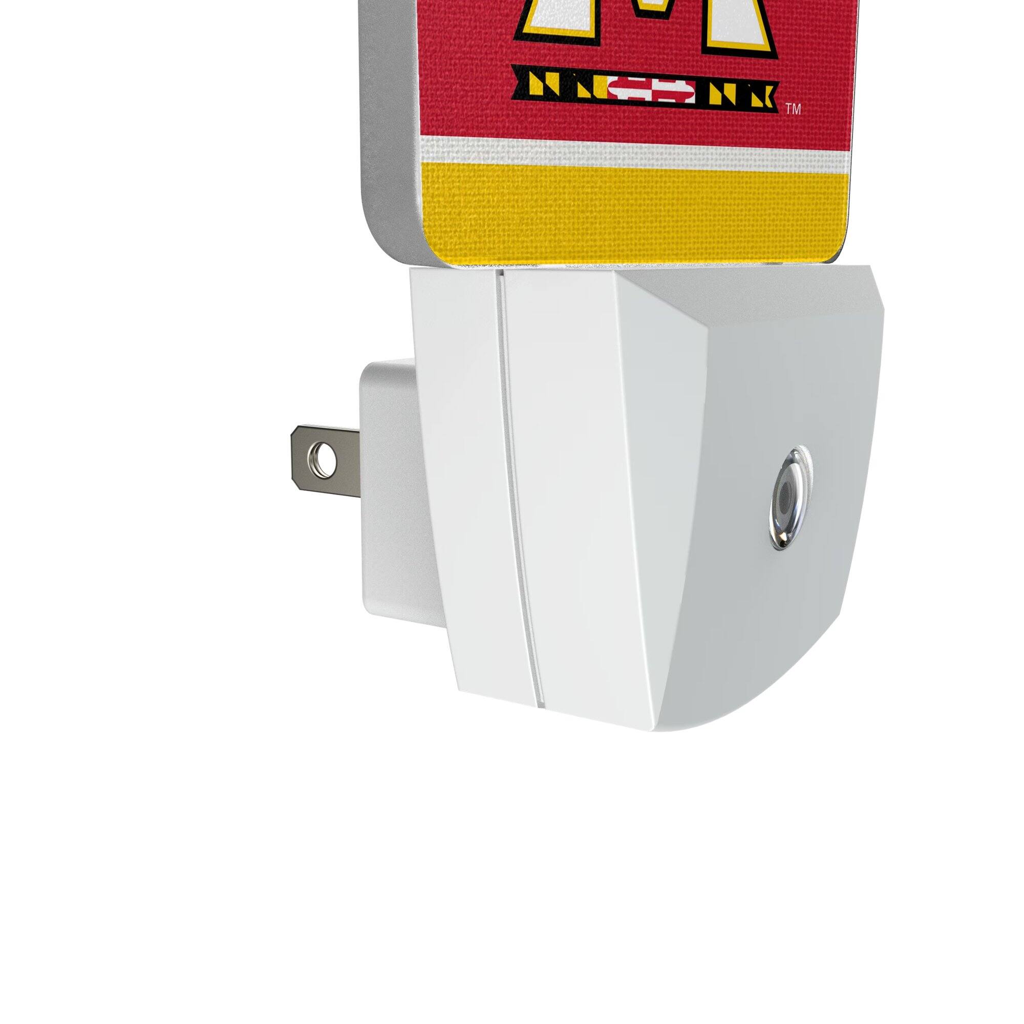 Alt View 2. Keyscaper - Maryland Terrapins Stripe Design Nightlight 2-Pack - Multicolor.