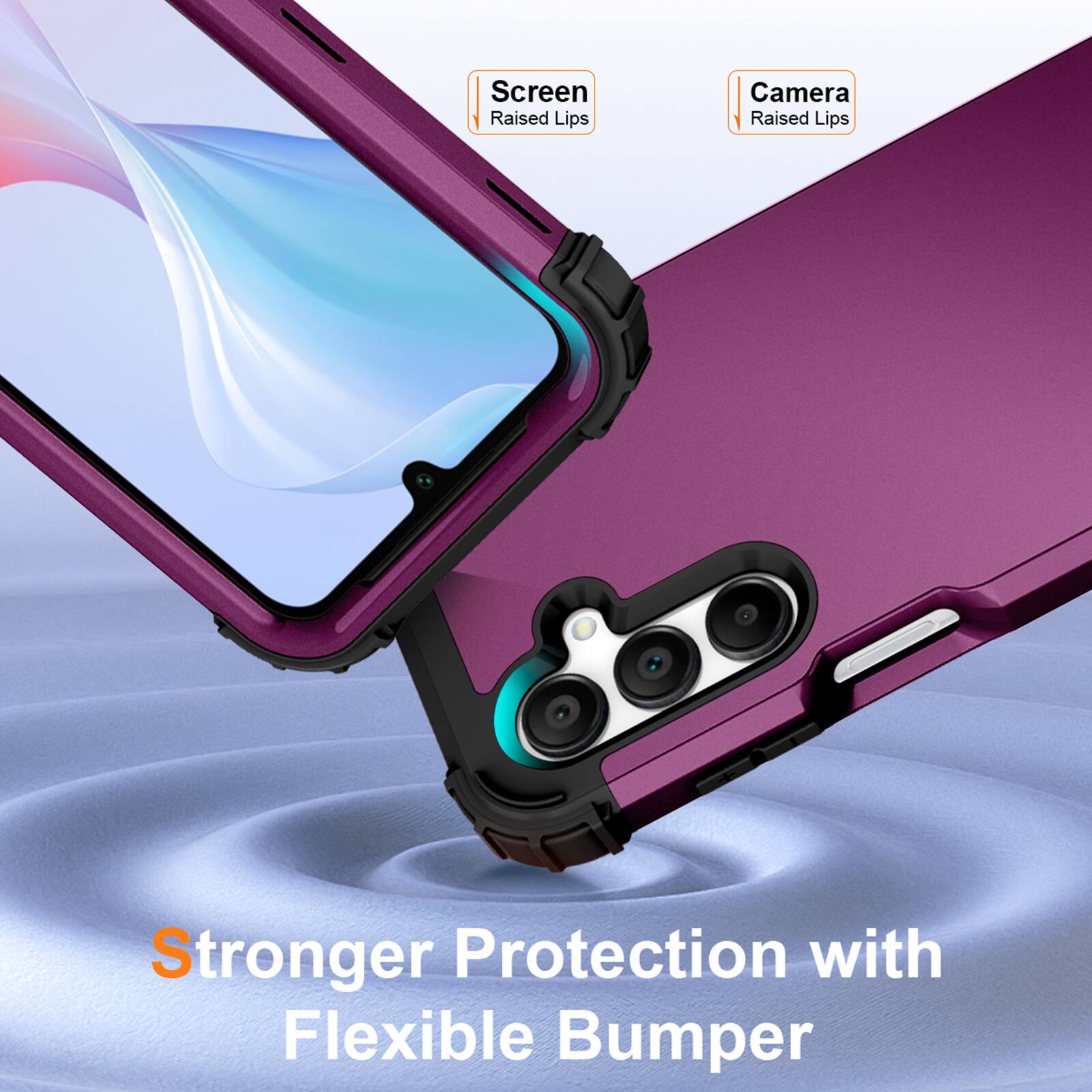 Screen Raised Lips  
Camera Raised Lips  
Stronger Protection with Flexible Bumper