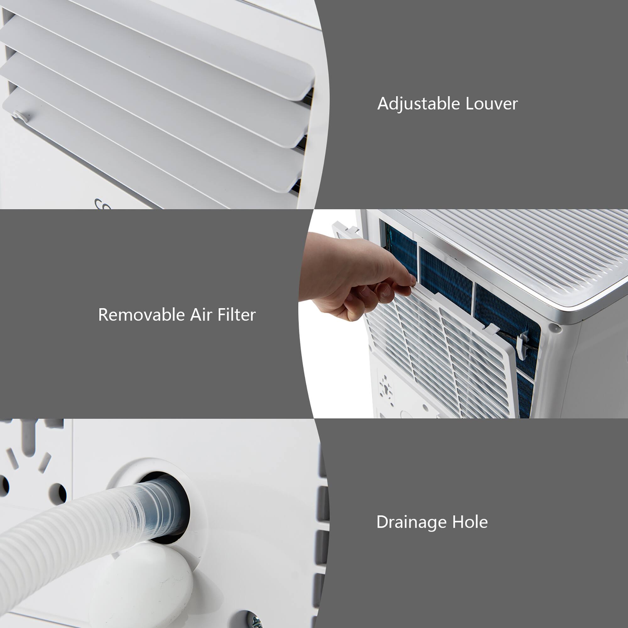 Adjustable Louver Removable Air Filter Drainage Hole