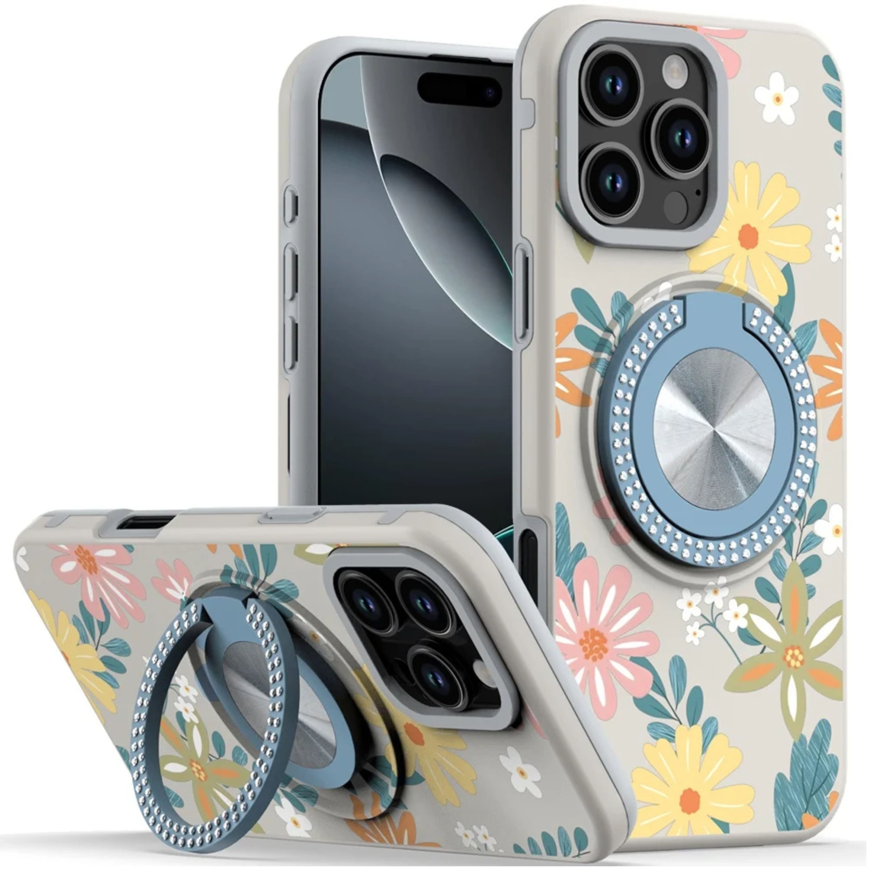 Kitcheniva - 360 Rotating Stand Case With Tempered Glass For IPhone 16 Pro - Garden Ash price history on PriceWatchPro