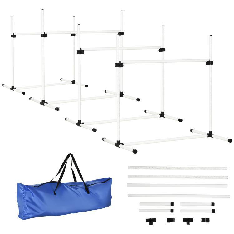 Alt View 10. PULUZ - 4 Piece Dog Agility Training Equipment for Dog Agility Course with Adjustable Height Jump Bars - White.
