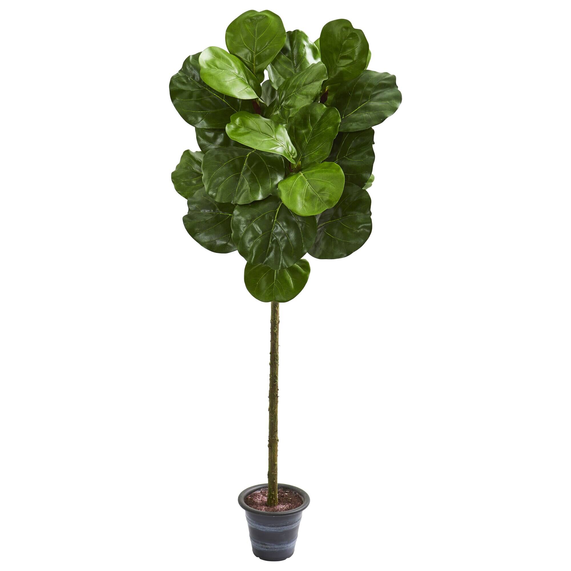 Front. BreeBe - 4' Fiddle Leaf Artificial Tree With Decorative Planter - Green.