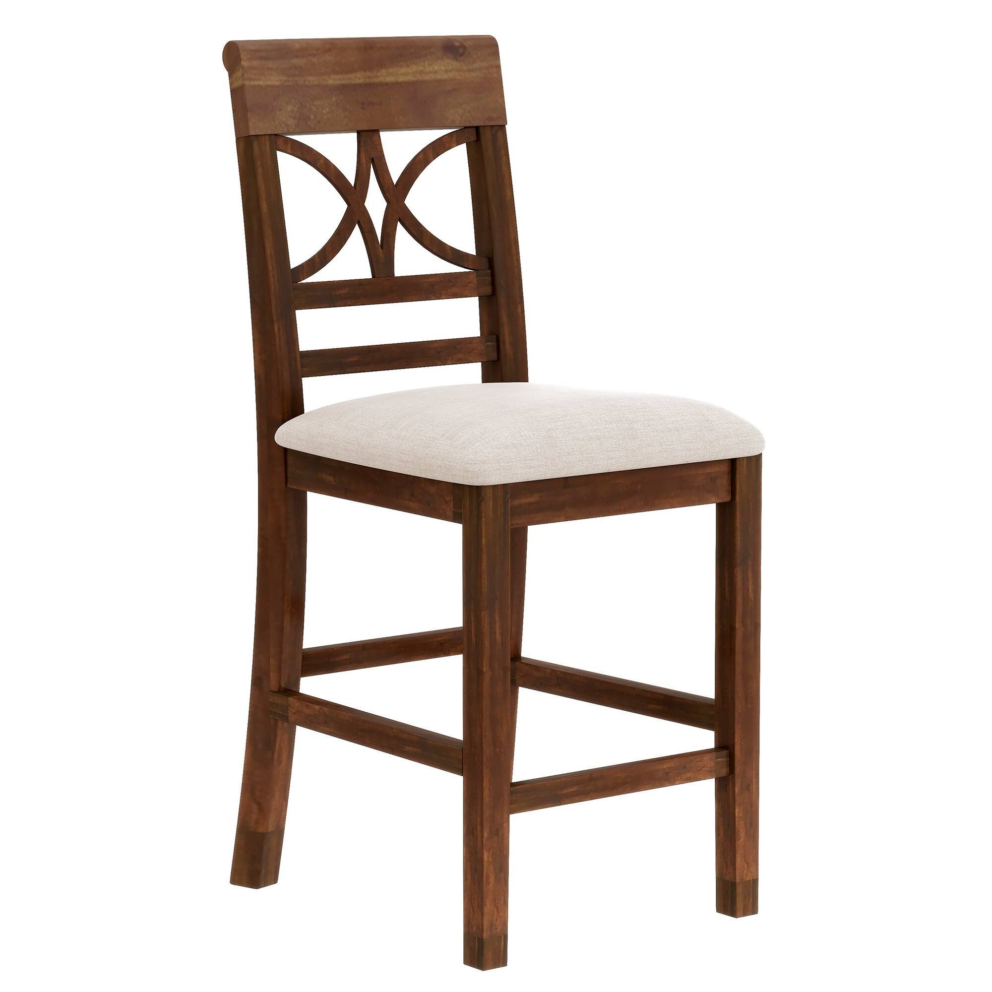 Alt View 2. Boyel Living - 6-Piece Counter Height Dining Set with Storage Shelf, Bench and Chairs - Walnut+Beige.