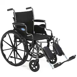 Invacare - Folding Wheelchair with 18" Seat, Legrest, Footrests, Desk-Length Removable Arms - Black