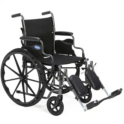 Front. Invacare - Folding Wheelchair with 20" Seat, Legrest, Footrests, Desk-Length Removable Arms - Black - Black.