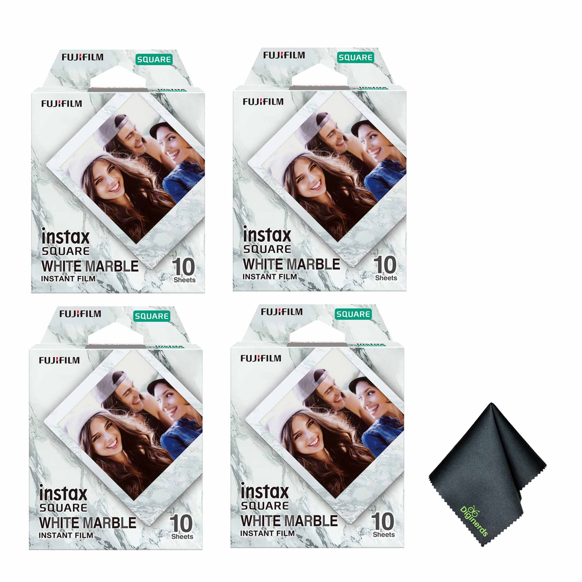 Fujifilm - 4xFUJIFILM INSTAX SQUARE White Marble Instant Film (10 Exposures), Microfiber Cleaning Cloth, Bundle price history on PriceWatchPro