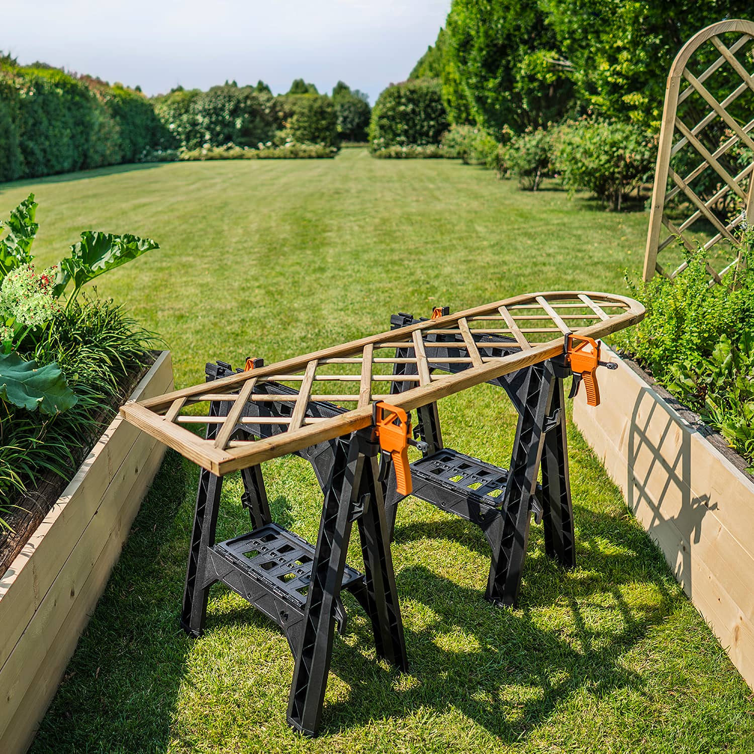 Alt View 11. WORX - Clamping Sawhorses with Bar Clamps.