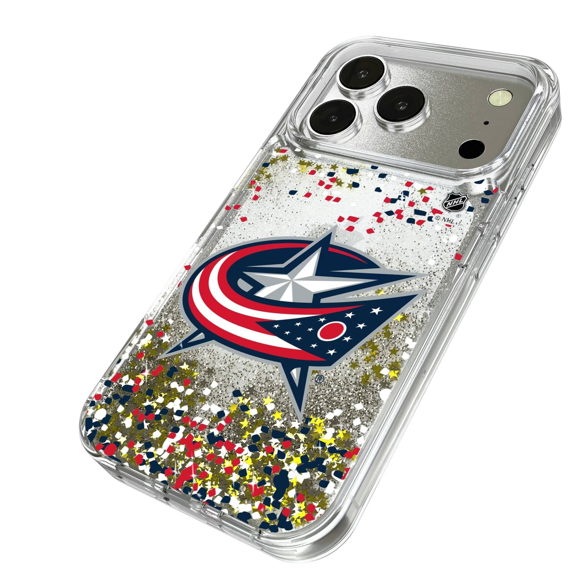 Alt View 1. Keyscaper - Columbus Blue Jackets iPhone Confetti Glitter Case - 16 Pro Max - Multicolor.