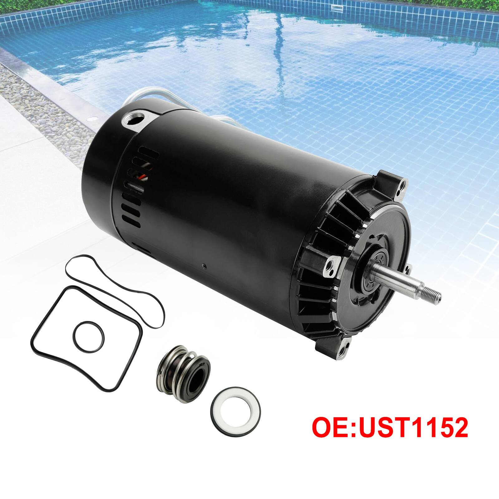 Back. Topteng - 1.5HP 115/230V Pool Pump Motor - Direct Replacement for Hayward Super Pump, UST1152, 3450 RPM, 56J Frame.