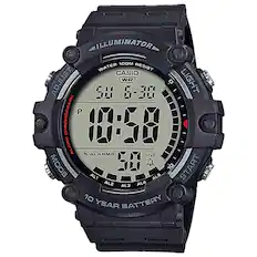 ILLUMINATOR
WATER 100M RESIST
CASIO
LIGHT
5 ALARMS
10 YEAR BATTERY
SNZ
AL1 AL2 AL3 AL4 AL5
START
CHRONOGRAPH
ADJUST
MODE
P