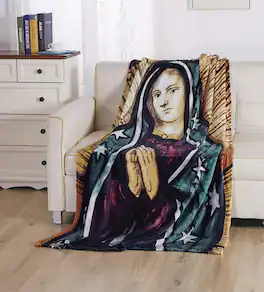 Noble House - Super Soft Mother Mary Oversized Microplush Religious Christian Themed 50" x 70" Throw Blanket - Mother mart