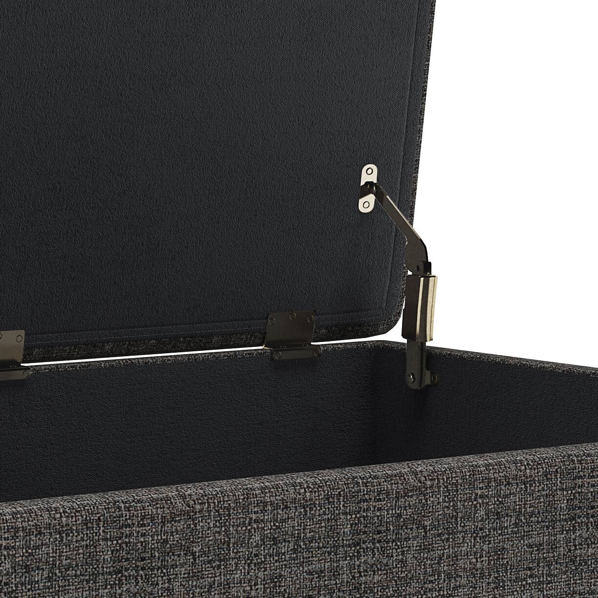 Left. Tiramisubest - Solid Wood Coffee Table Storage Ottoman in Ebony Tweed with Safety Hinge - Gray.