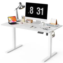 Hirose Alice - Whole Piece Electric Standing Desk, Seamless One Piece Height Adjustable Sit to Stand up Desk for Home Offi - White 48 inch