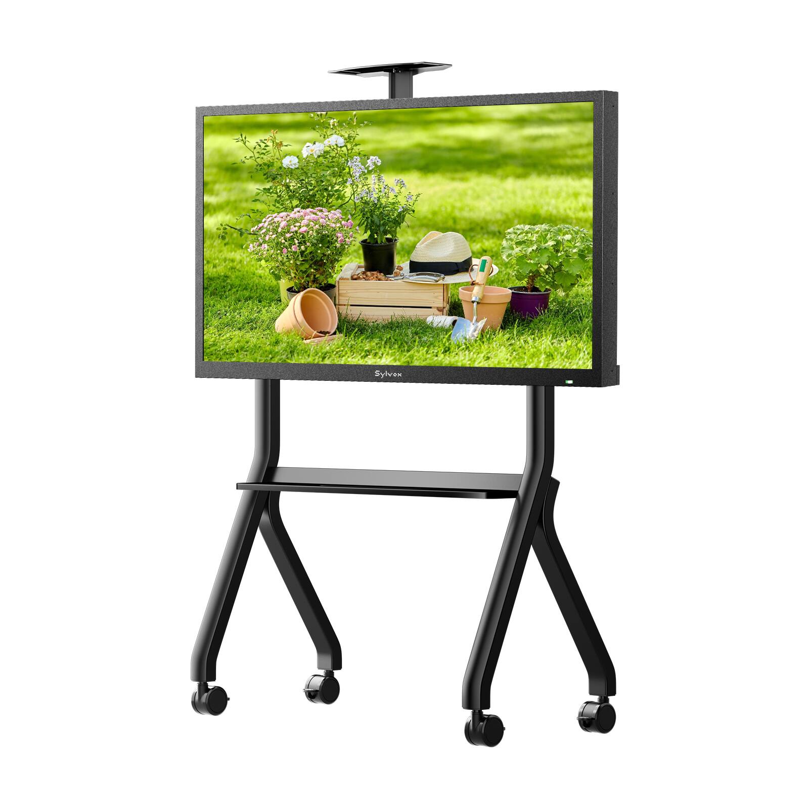 Front. Sylvox - Outdoor Rolling TV Stand for 43"–55" TVs Mobile Cart with Locking Wheels, Adjustable Shelf, VESA up to 700×500mm, 88 lb - Black.