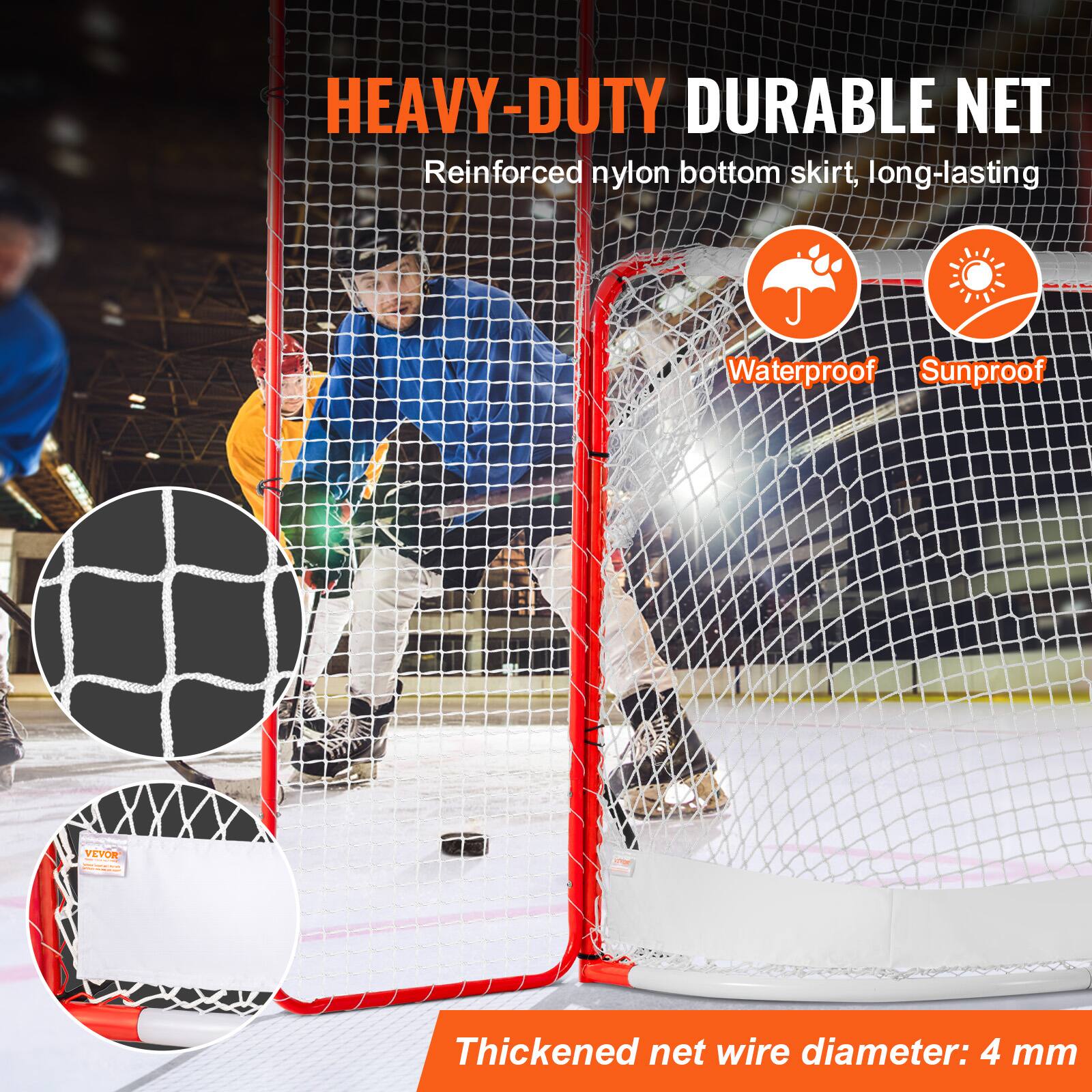 HEAVY-DUTY DURABLE NET  
Reinforced nylon bottom skirt, long-lasting  

Waterproof  
Sunproof  

Thickened net wire diameter: 4 mm