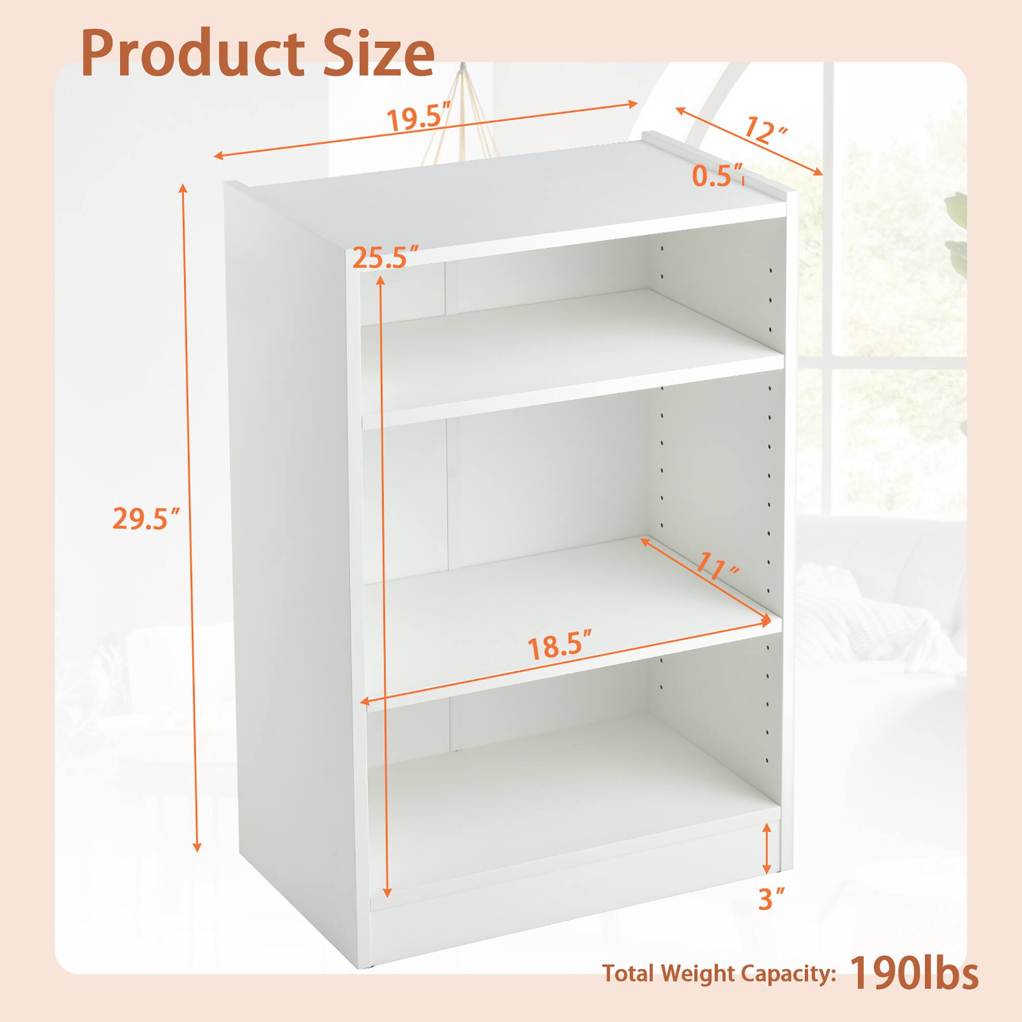 Product Size: 19.5" x 12" x 0.5"
Total Weight Capacity: 190lbs