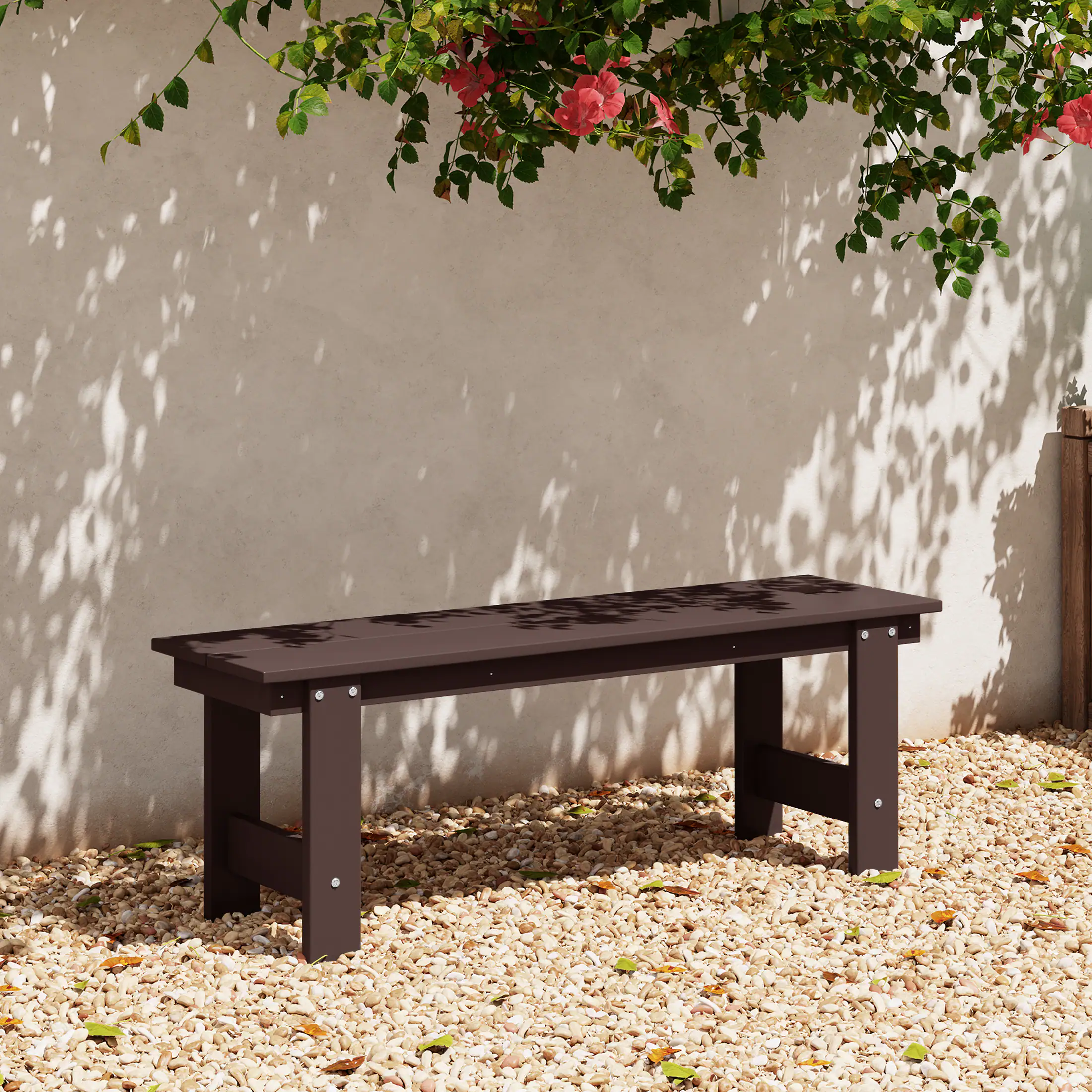 Angle. WestinTrends - WestinTrends Ashore Outdoor HDPE 48" Modern Backless Patio Bench - Dark Brown.