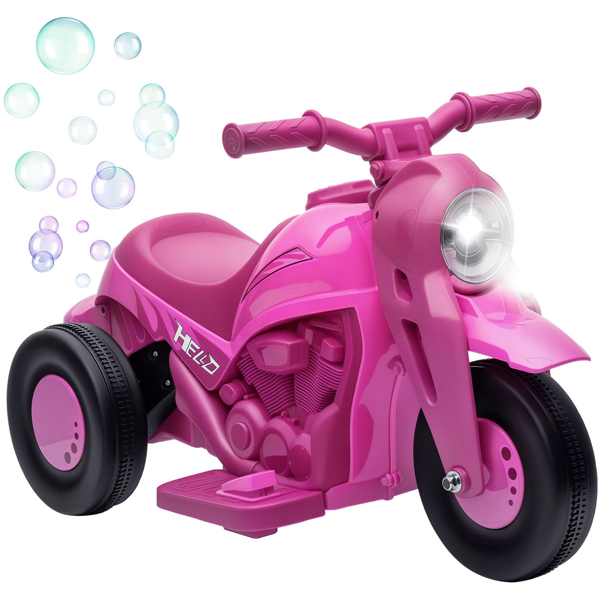 Front. Qaba - Ride on Bubble Car, 6V Kids Motorcycle, 3 Wheeled 2 MPH Electric Motorbike for Toddler with LED Headlight, Music.