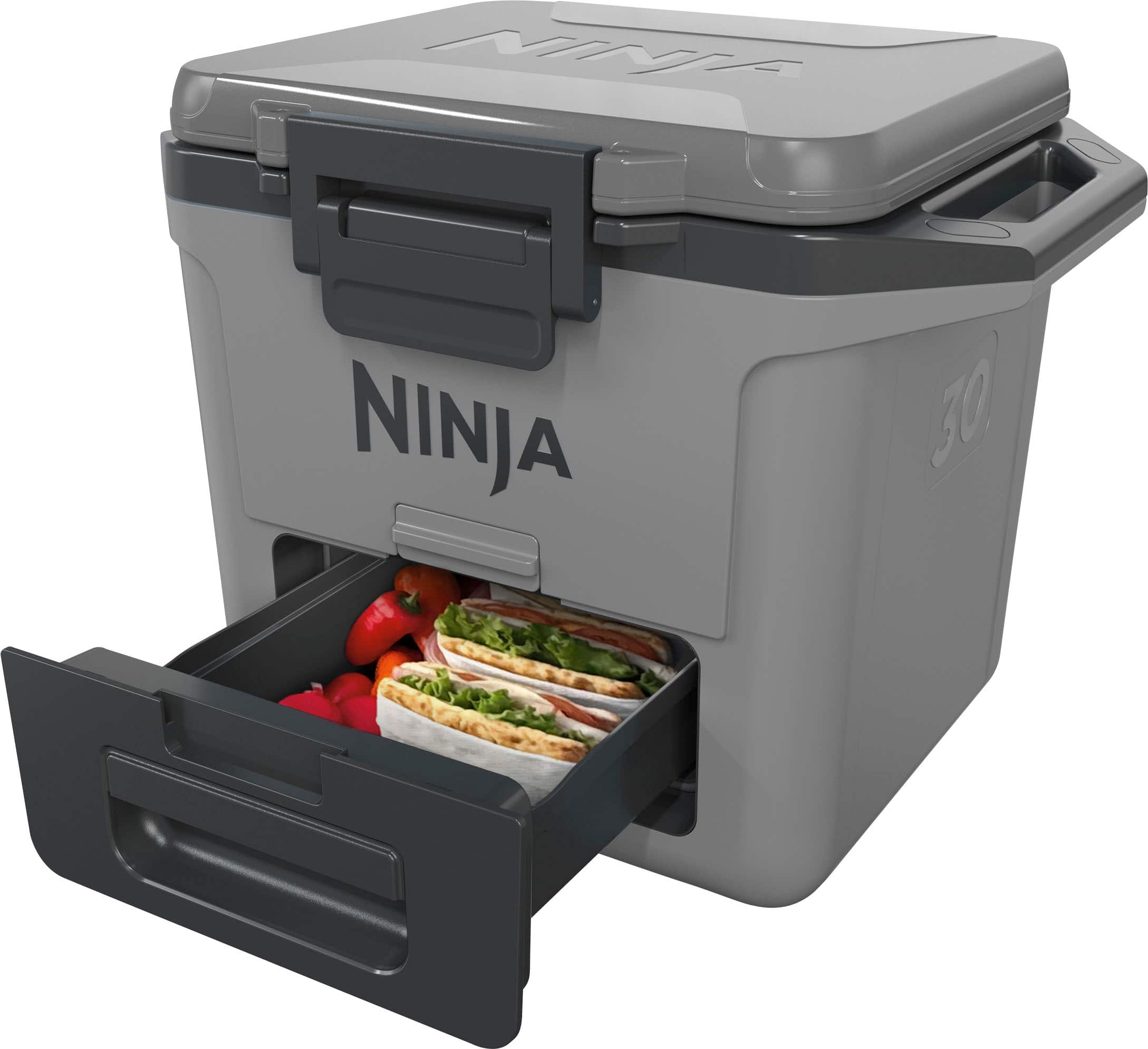 Angle. Ninja - FrostVault 30qt Hard Cooler with Dry Zone - Slate Gray.