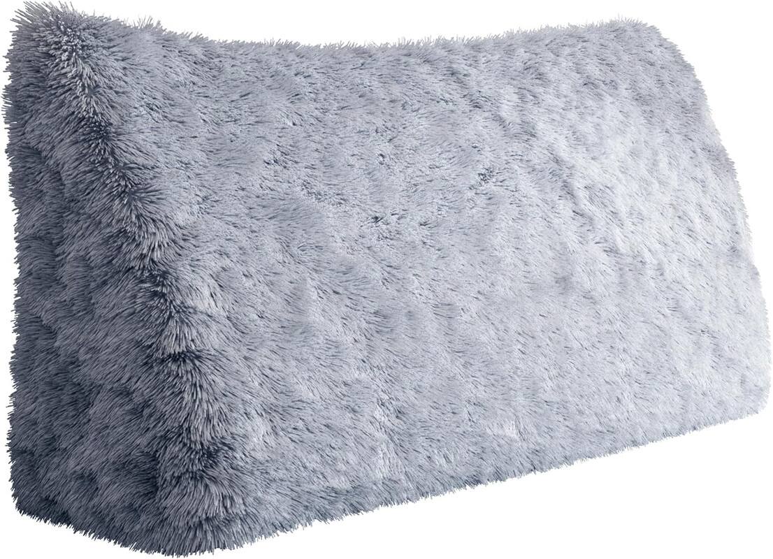 Alt View 1. wowmax - King Size Blue Headboard Pillow - Velvet Wedge Bolster for Bed Reading & Back Support - Blue.