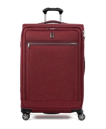 Front. Travelpro - Platinum Elite Softside Expandable 29" Checked Spinner - Bordeaux Red.