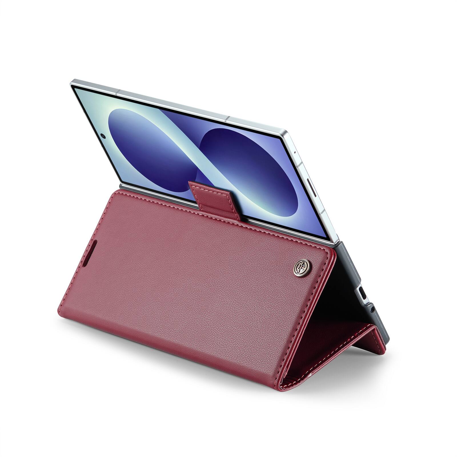 Alt View 9. UUCOVER - For Samsung Galaxy Z Fold8 Ultra PU Leather Wallet Case with RFID Blocking Card Holder Cash Slot, Magnetic Folio Cover - Wine.