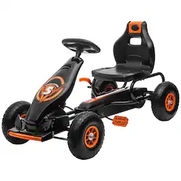 Aosom - Pedal Go Kart Ride-on Toy with Ergonomic Comfort, Pedal Car with Tough - Orange