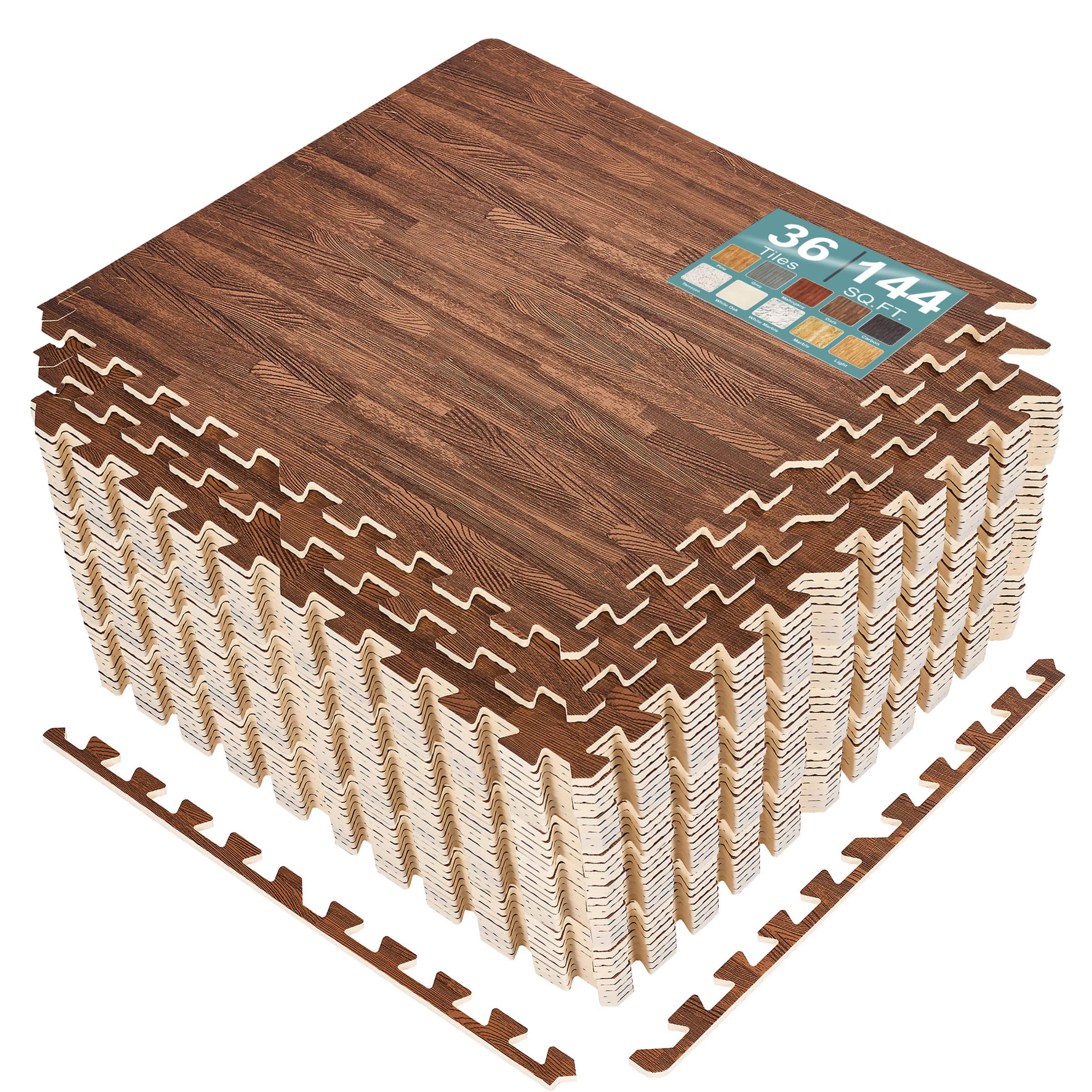 Sorbus - 3/8-Inch Thick 144 Sq. Ft. Wood Grain Floor Foam EVA Interlocking Mats Tiles w/ Borders - for Home, Trade Show - Dark Brown price history on PriceWatchPro