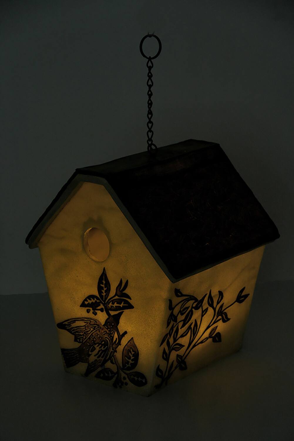 Alt View 2. Zeckos - Elegant Rustic LED Hanging Birdhouse Accent Lamp - Brown.