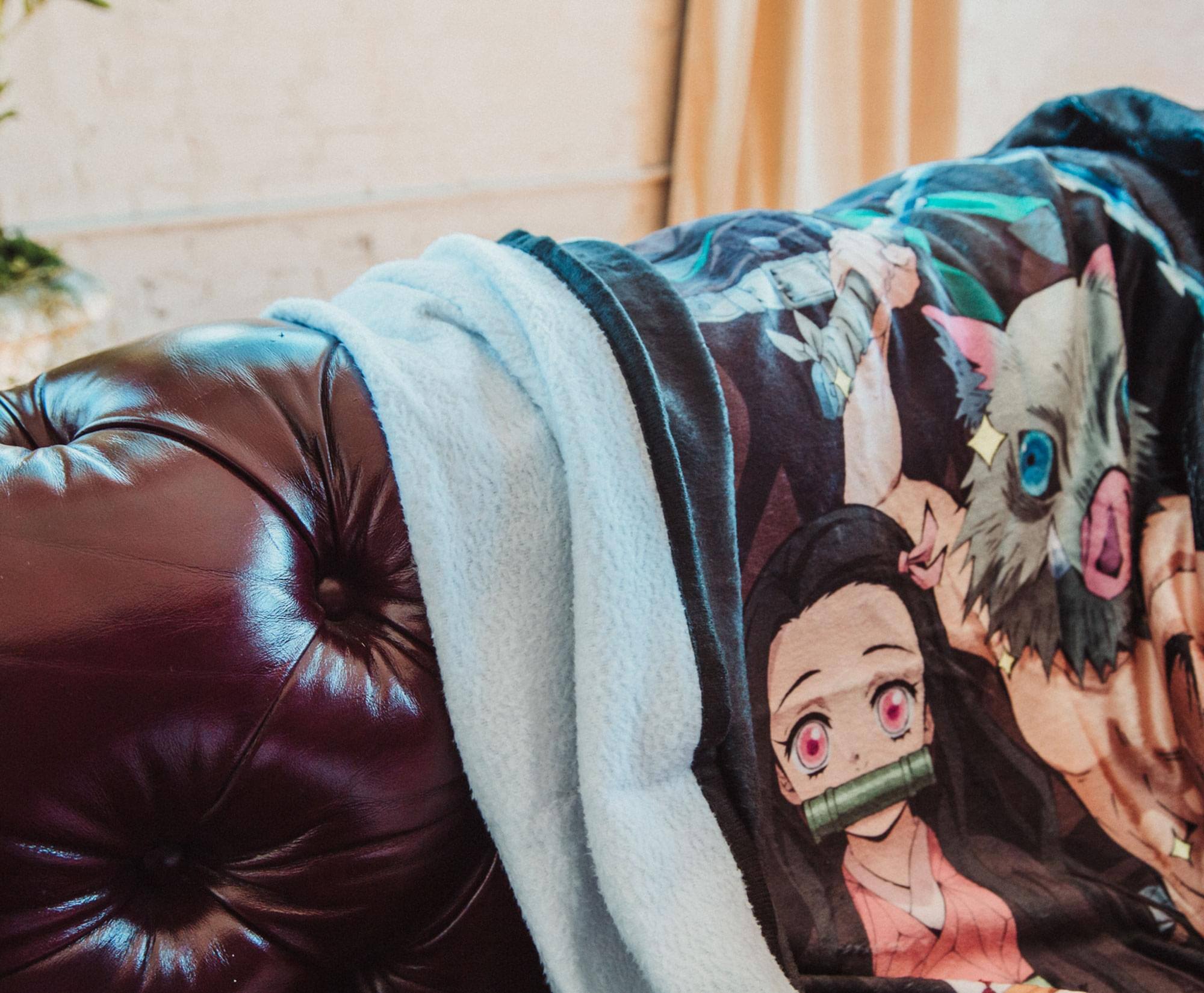 Alt View 5. Surreal Entertainment - Demon Slayer Group 45 x 60 Inch Fleece Throw Blanket - Black.