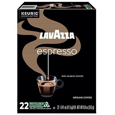 KEURIG GENUINE K-CUP PODS  
LAVAZZA espresso  
100% ARABICA COFFEE  
RECYCLABLE  
22 K-CUP PODS  
GROUND COFFEE  
22 - 0.41 OZ (11.5 g) EACH  
NET WT 8.9 OZ (253 g)