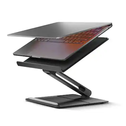 Front. HongFei - Desk Laptop Stand – Height Adjustable Ergonomic Computer Stand – Compatible with MacBook, iPad, Dell, HP, Lenovo - Black.
