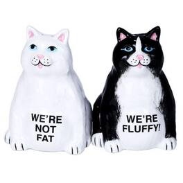 Pacific Trading - Fluffy Fat Cats Ceramic Magnetic Salt and Pepper Shaker Set - Multicolor