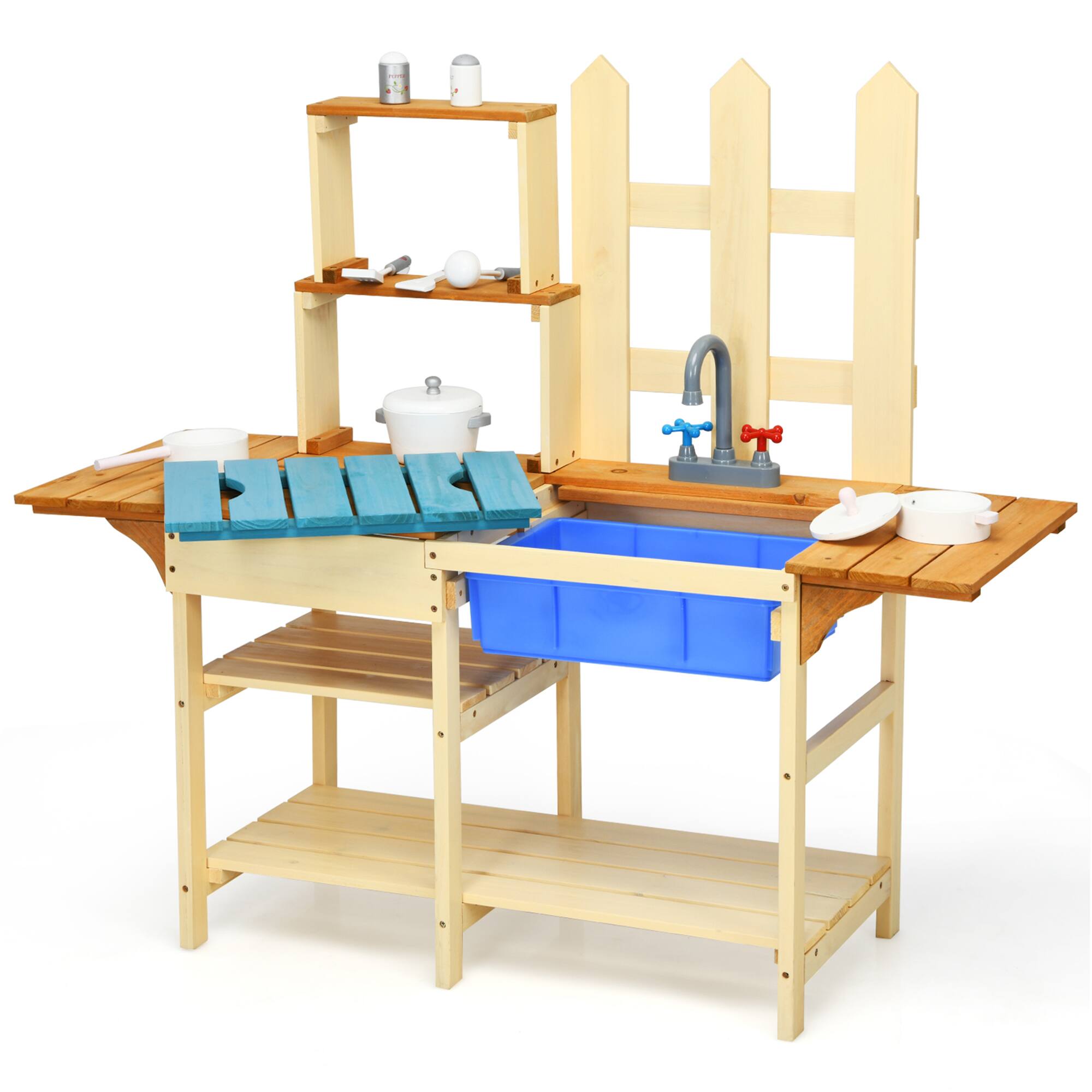 Alt View 9. Gymax - Gymax Wooden Kids Pretend Kitchen Play Set Outdoor Cooking Toy Gift Toddler Child - Mix Brown.