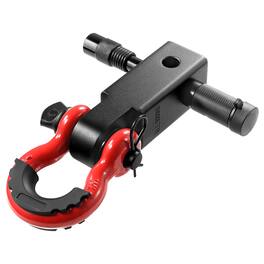 VEVOR - Shackle Hitch Receiver, Fits 2" Receivers, 66000 lbs Breaking Strength, D Ring Shackle with Trailer Hitch Lock Pin - Black,red
