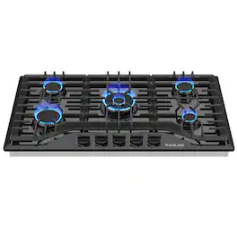 GASLAND - 36 inches Gas Cooktop with 5-Burners - Black Enamel