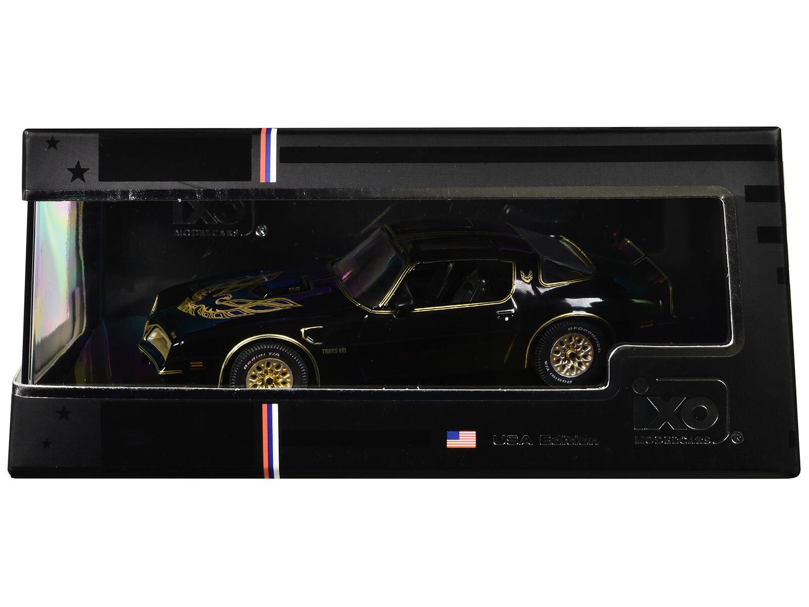 1977 Pontiac Trans Am Starlight Black with Hood Graphics 1/43 Diecast ...