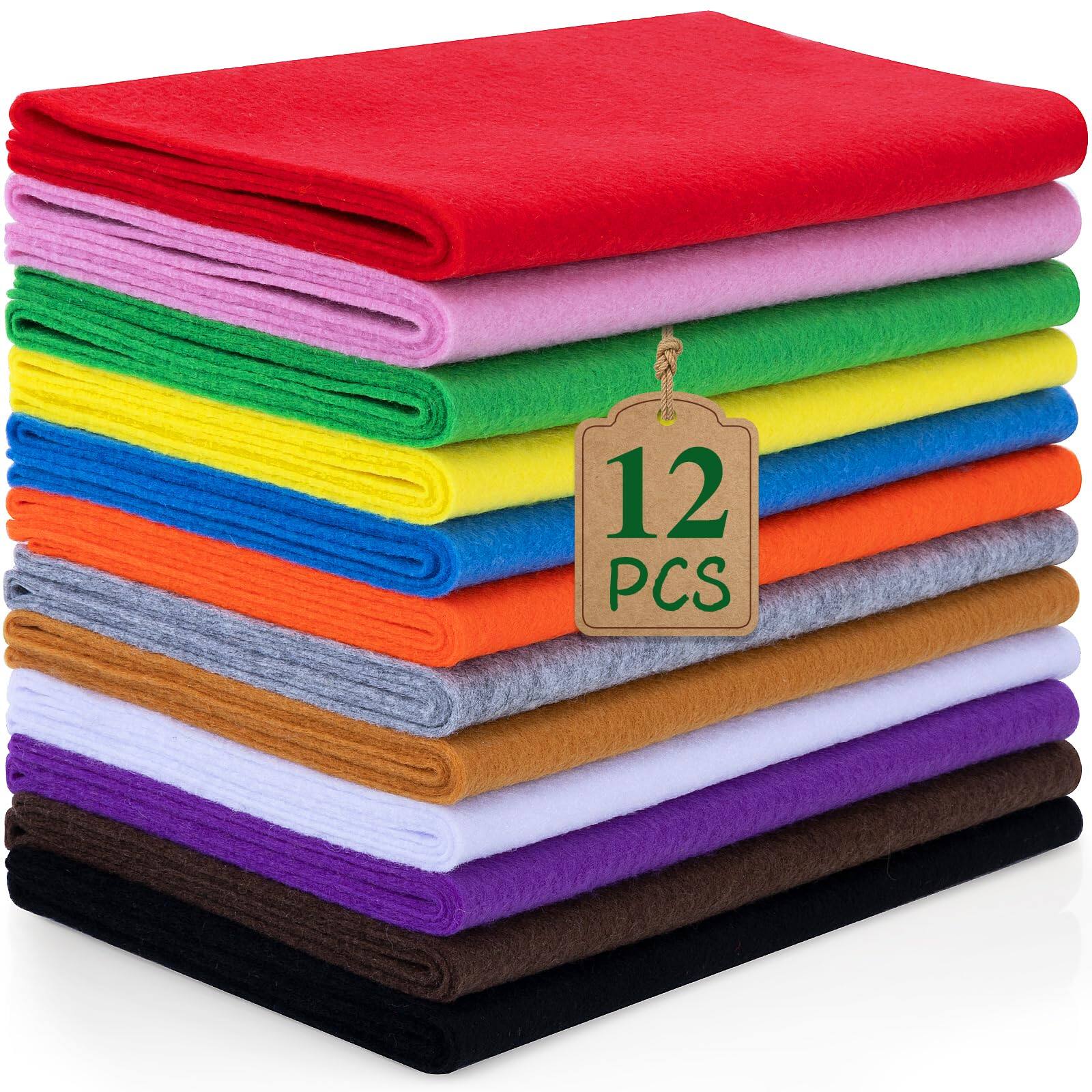Fabibe - 12 Rolls 8"x35"(20.5x90cm) 1.4mm Thick Soft Felt Fabric Sheet Assorted Colors Pack For Diy Craft Sewing Squares - Classic Series