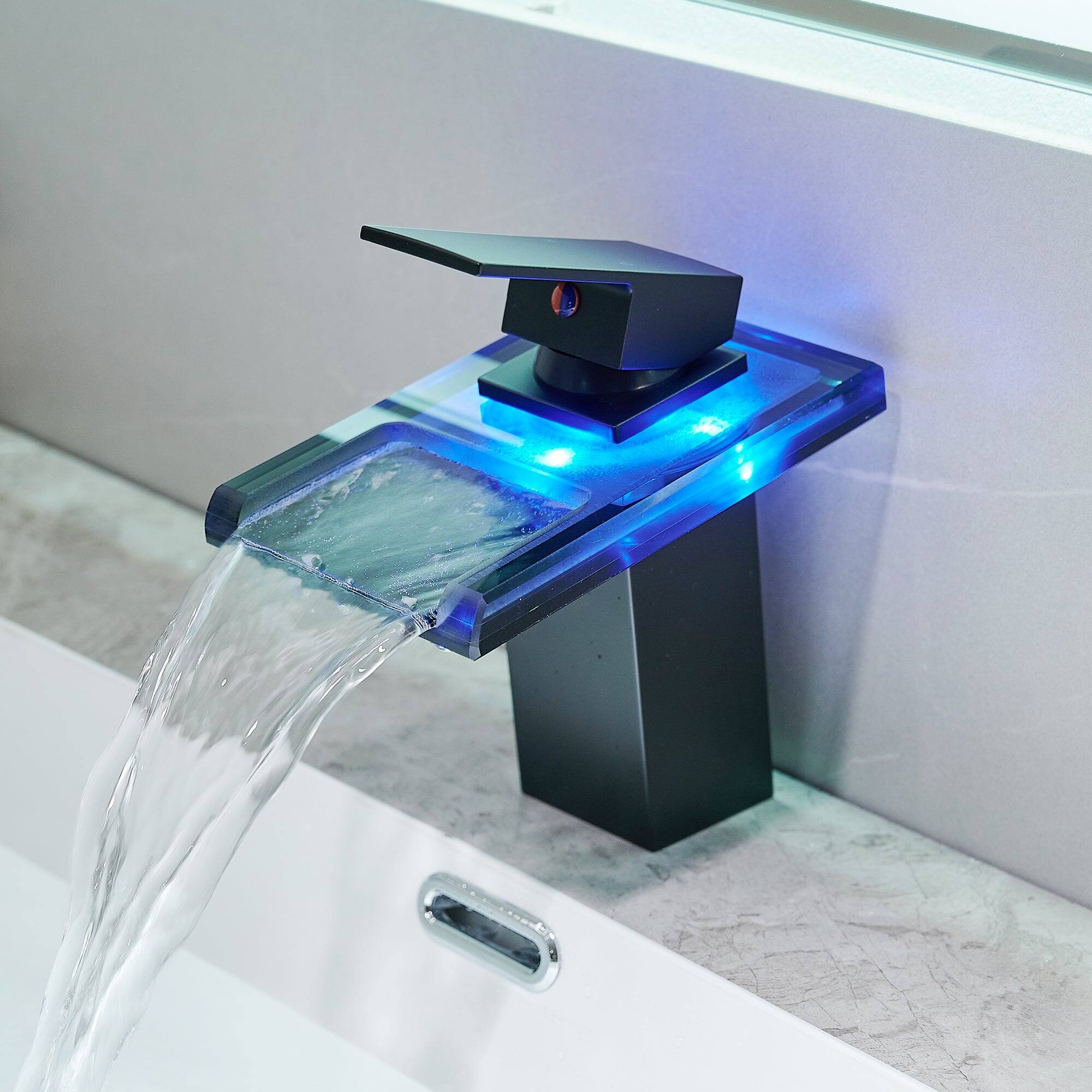 Alt View 10. Boyel Living - Brass Single Handle Single Hole Bathroom Faucet Matte Black with LED Temperature Sensor and Supply Hoses Easy Install - Matte Black.